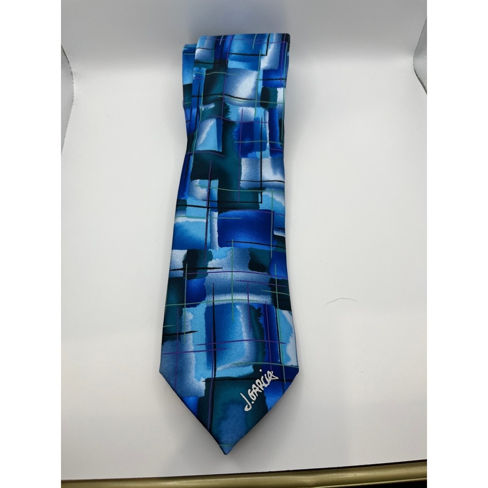 J Garcia Silk Tie Sun Movement Collector's Edition Abstract Blue‎ Men's Necktie